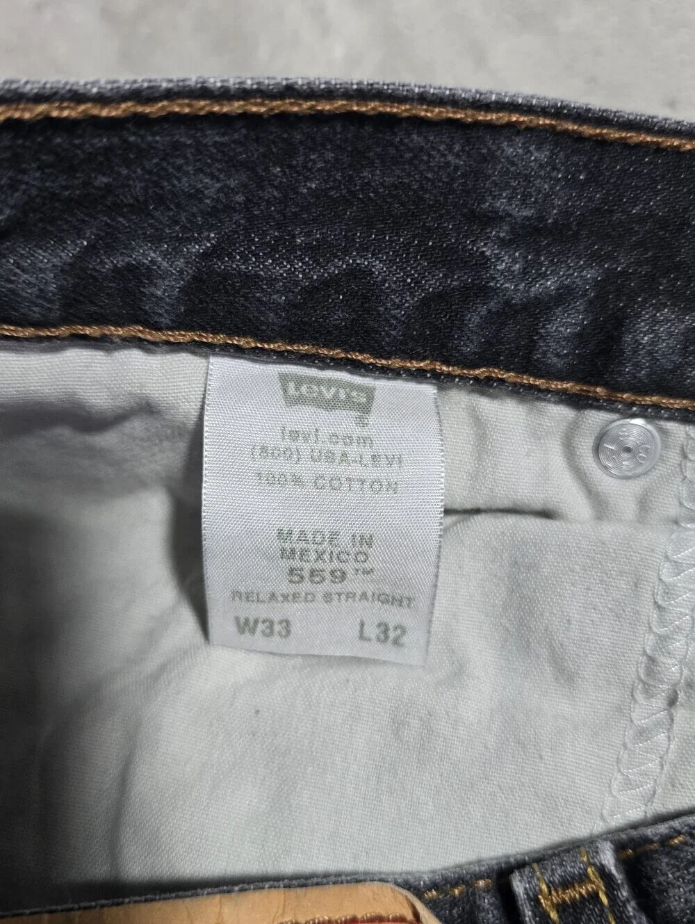 Levi's 559 Relaxed Straight Fit Jeans Men's 32x32 Black Wash Distressed Fade